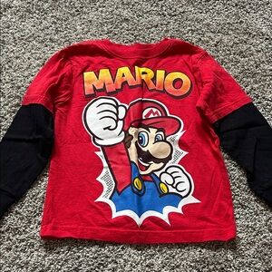 Nintendo Red and Black Mario Long Sleeve Shirt